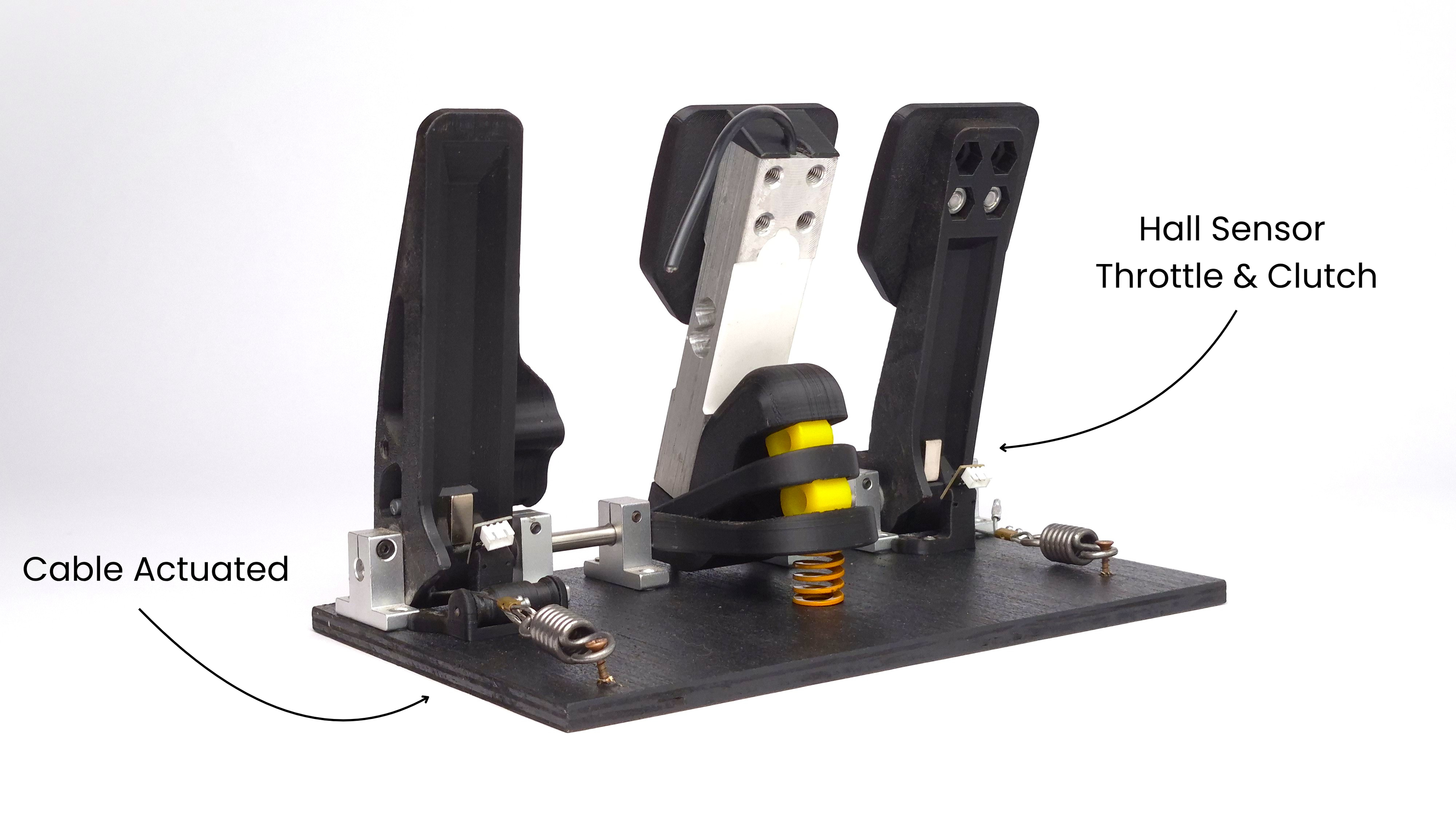hall sensor throttle and clutch of 3D printed sim racing pedal set
