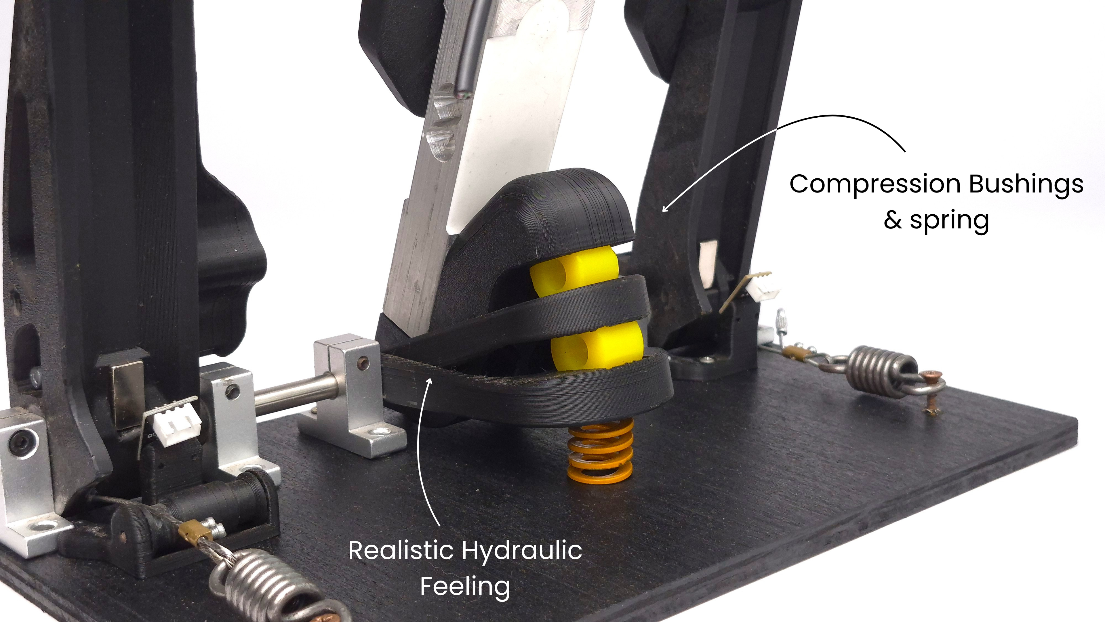 mechanism of DIY 3D printed load cell brake pedal prividing realistic feeling