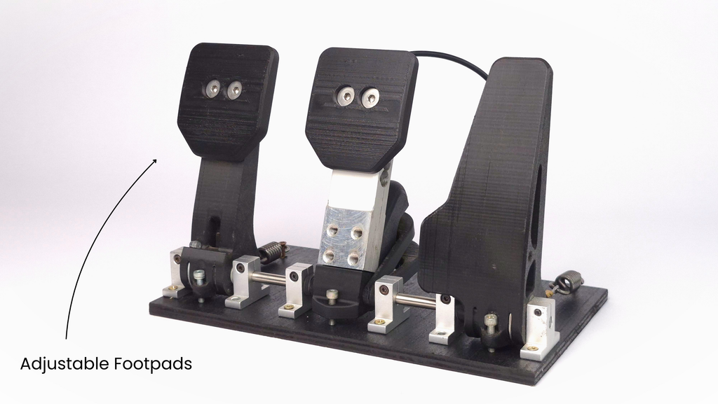 diy 3D printed racing simulator pedal set with adjustable footpads