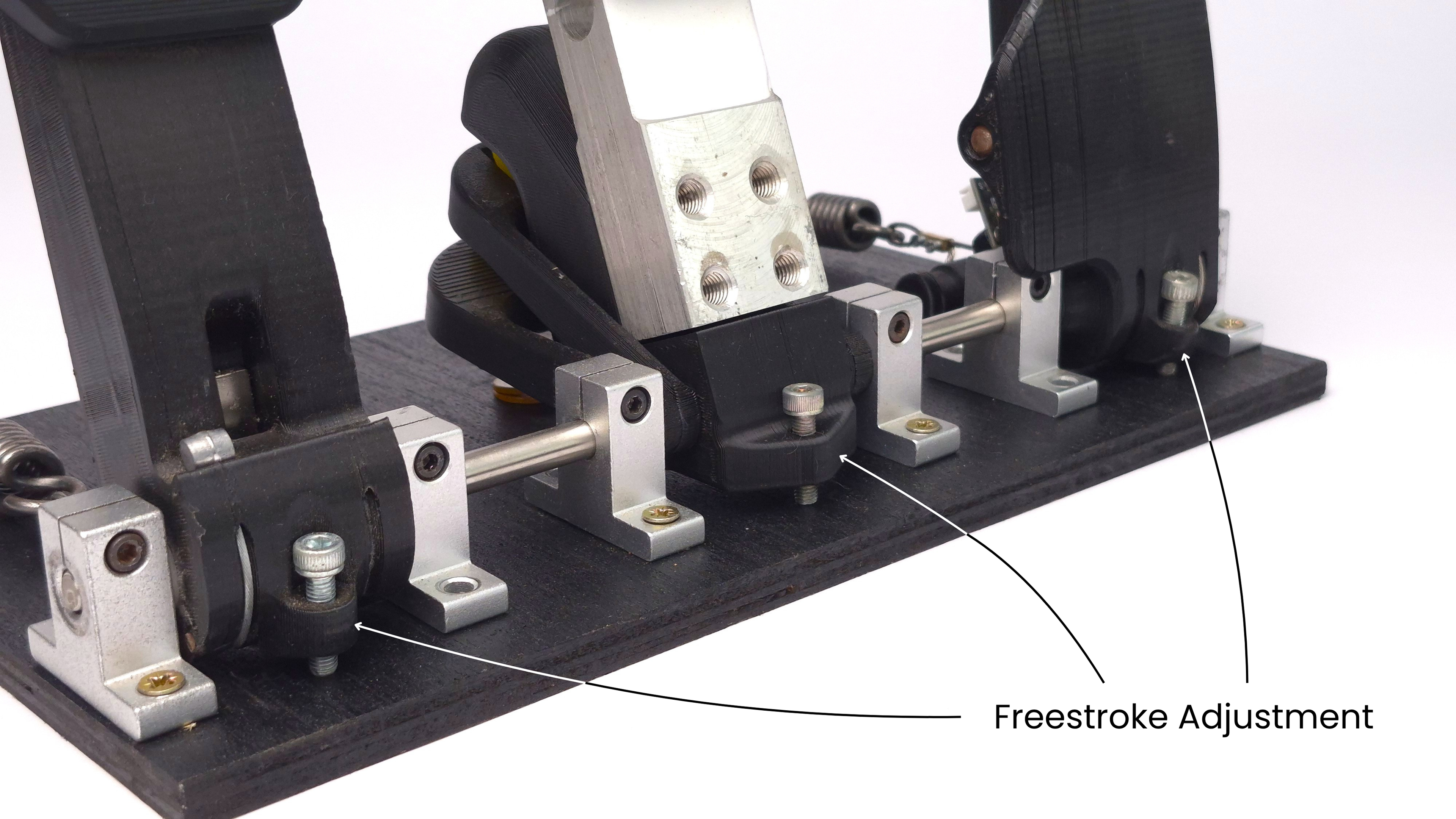 adjustable freestroke of diy sim racing 3D printed pedal set